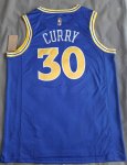 NBA 30 Curry Warriors 22-23 Maillot Retro bleu avec brodé logos